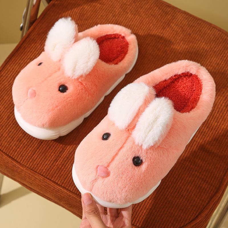 Cotton slippers female cute autumn and winter indoor home plush new thick-soled children's slippers home S