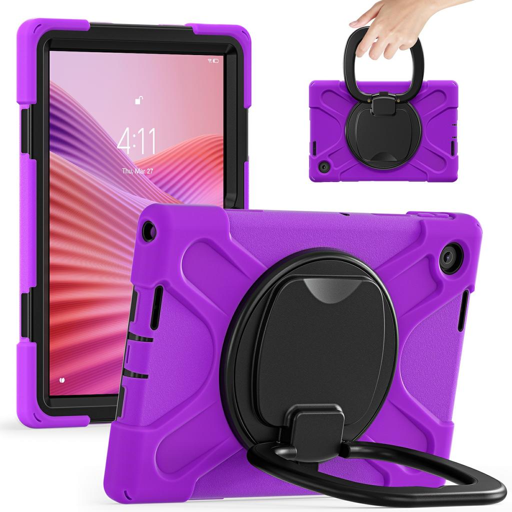 For Lenovo Tab 10.1 (2025) TB311XU/Zhaoyang K10C Case TPU + PC + Silicone Tablet Cover Swivel Kickstand Handle Grip