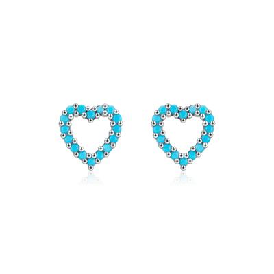 Heart Turquoise Earrings S925 Sterling Silver Turquoise Hollow Fashion Winter 925 Silver Cute Earrings for Girls