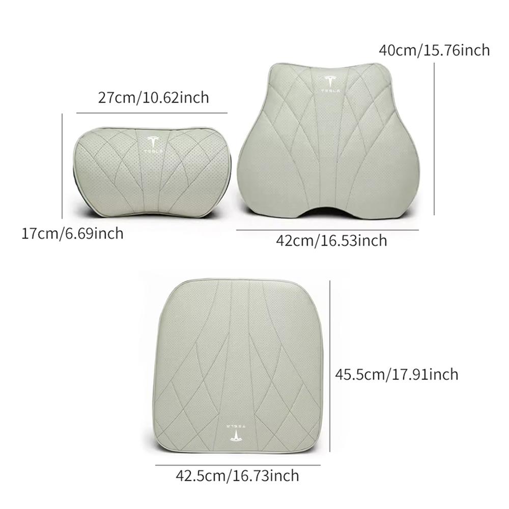 Car Leather Seat Headrest Lumbar Back Support Cushion Neck Pillow For Tesla Model 3 Model Y Model S X Cybertruck Roadster SpaceX