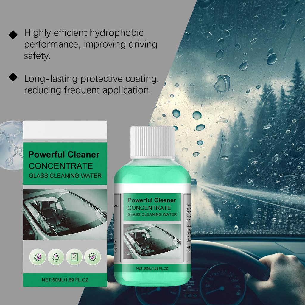 Car Oil Film Cleaner, Windshield Decontamination And Oil Film Removal, Glass Rainproof And Waterproof Cleaner 50ml