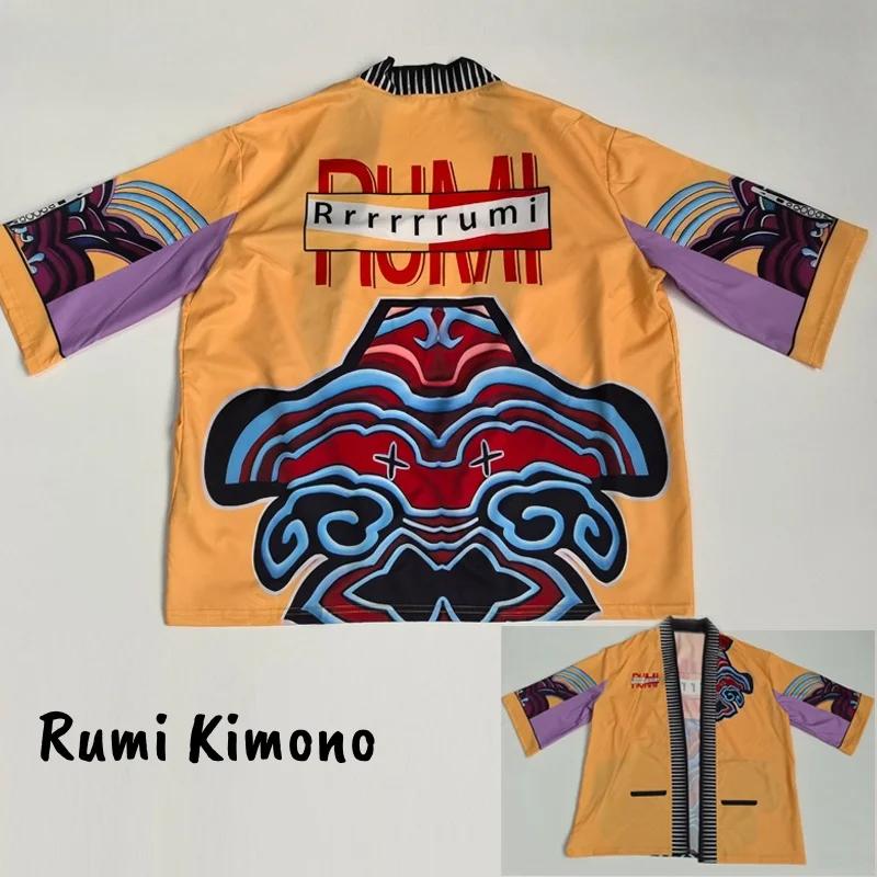Cosplay Kostuum voor Dames Halloween K-Pop Rumi Uniek Patroon Oranje Print Vest Kimono Jas M orange