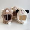 Winter Baby Scarf Hat One Piece Cute Cartoon Kids Plush Ear Protection Cap Boys Girls Warm Headgear Children Hooded Beanies