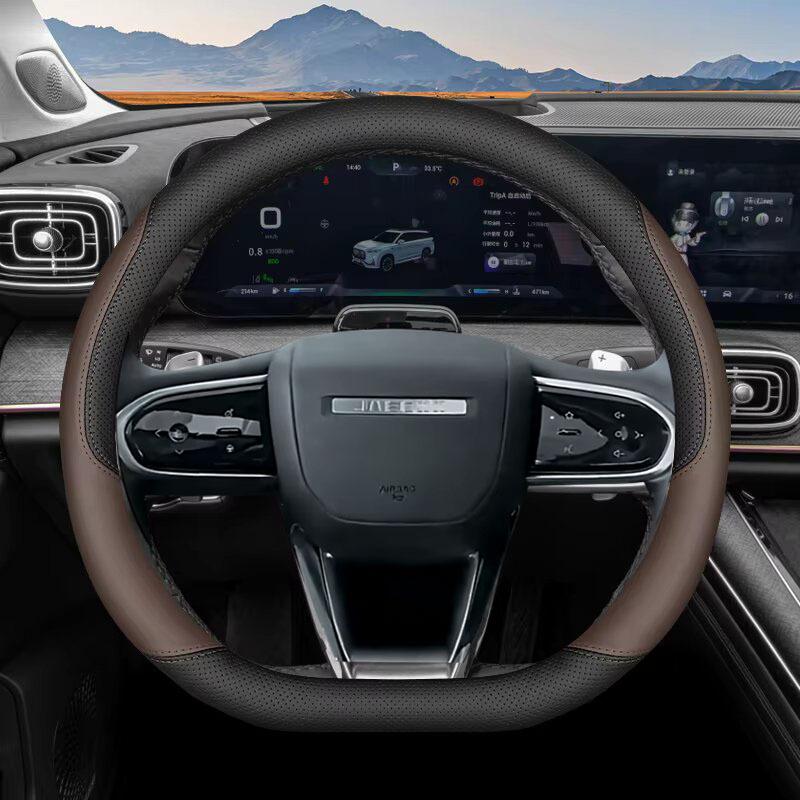 Leather Car Steering Wheel Cover For Chery Jaecoo J5 J7 PHEV 2024 2025 Non-slip Auto Steering Wheel Chery Jaecoo J5 Accessories