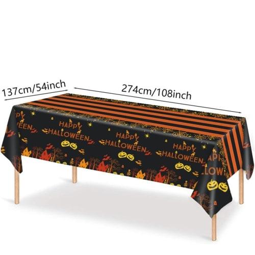 DIFEIUKI Happy Halloween Tablecloths, Set of 4, Spider Web, Bat, Pumpkin, Castle, Black and Orange, Rectangular Table Covers, Water-Repellent and Wate