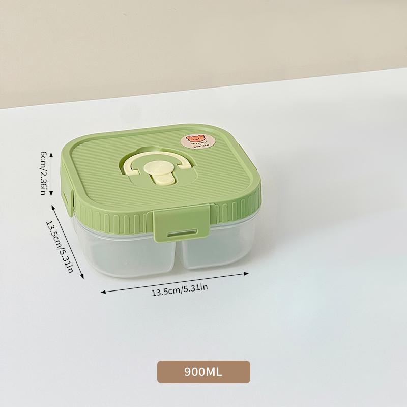 2/3 Compartment Fruit Food Container Kids Students Reusable Square Plastic Bento Lunch Box Microwave Heatable For School Picnic