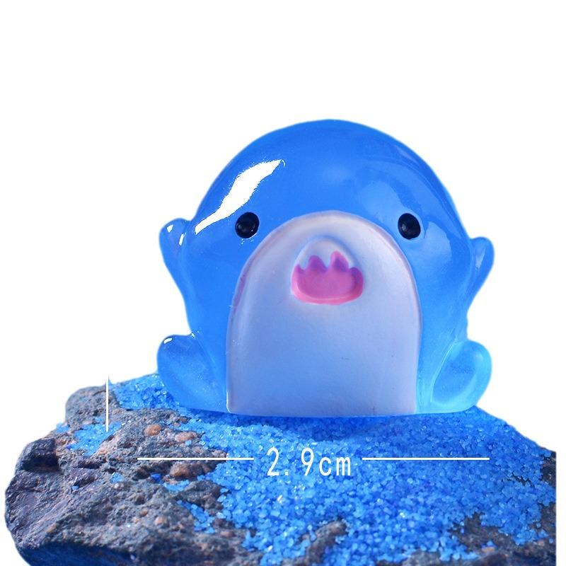 Luminous Little Shark Micro Landscape Ornament - Resin Cartoon Accessory