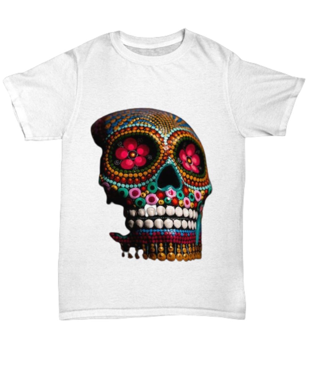 Skull shirt, Flowery skull t-shirt, Cool design shirt - Unisex Tee S