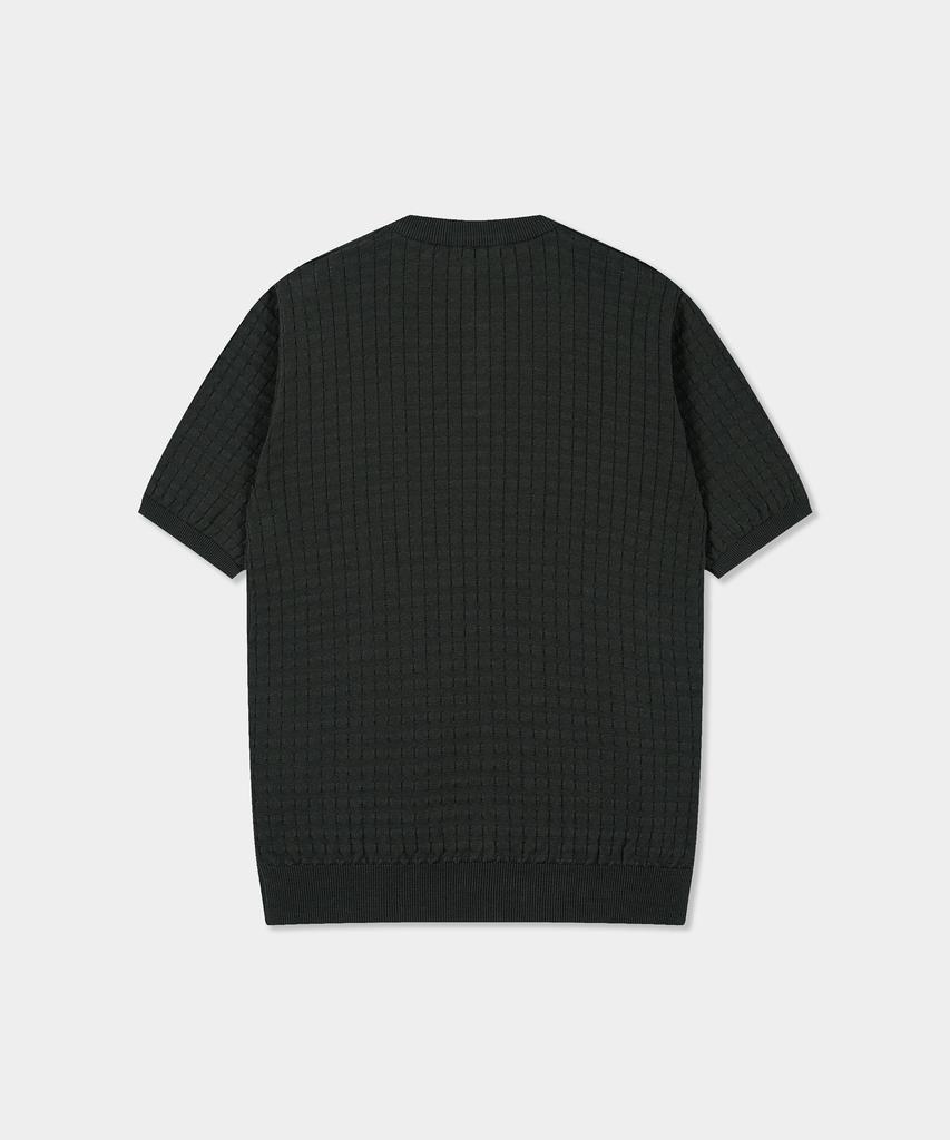 BIRBANTE Summer Washable Henley Neck Knit - Khaki