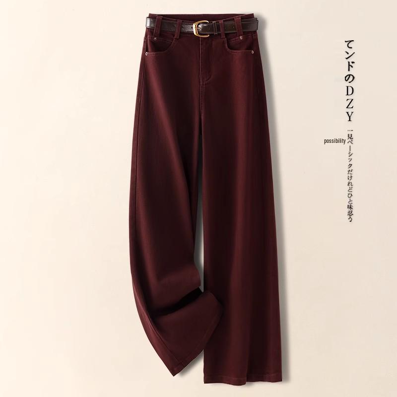

2025 Slimming Retro Blue Wide-Leg Velvet Jeans for Women - Floor-Length, Loose, Straight-Leg, Versatile Pants for Autumn and Winter M /27 [Recommended 95-105 lbs]