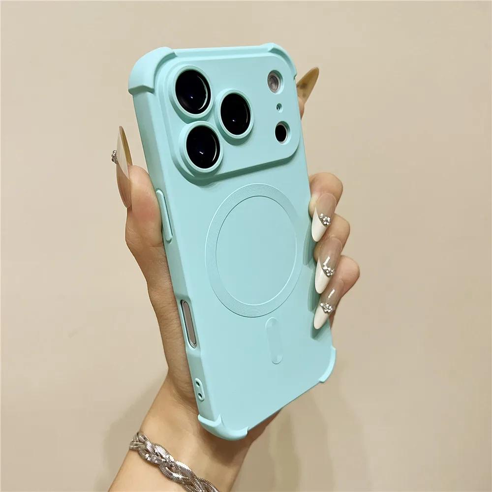 Luxusní magnetický nárazuvzdorný silikonový kryt na telefon Pro iPhone 17 16 15 14 13 12 Pro Max Plus Pro Magsafe Bezdrátové nabíjení Měkký kryt