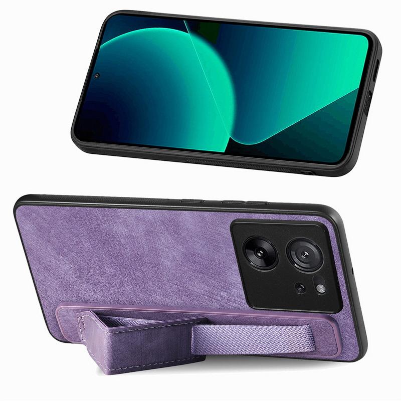 Wristband Holder Leather Phone Case For Samsung S24 S23 S22 Ultra A34 iPhone 16 15 Pro Max 14 13 12 11 Xiaomi 13T Redmi Note 12 Shockproof Slim Cover