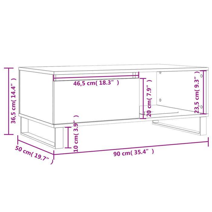 VidaXL Coffee Table White 90x50x36.5 Cm Engineered Wood 830572