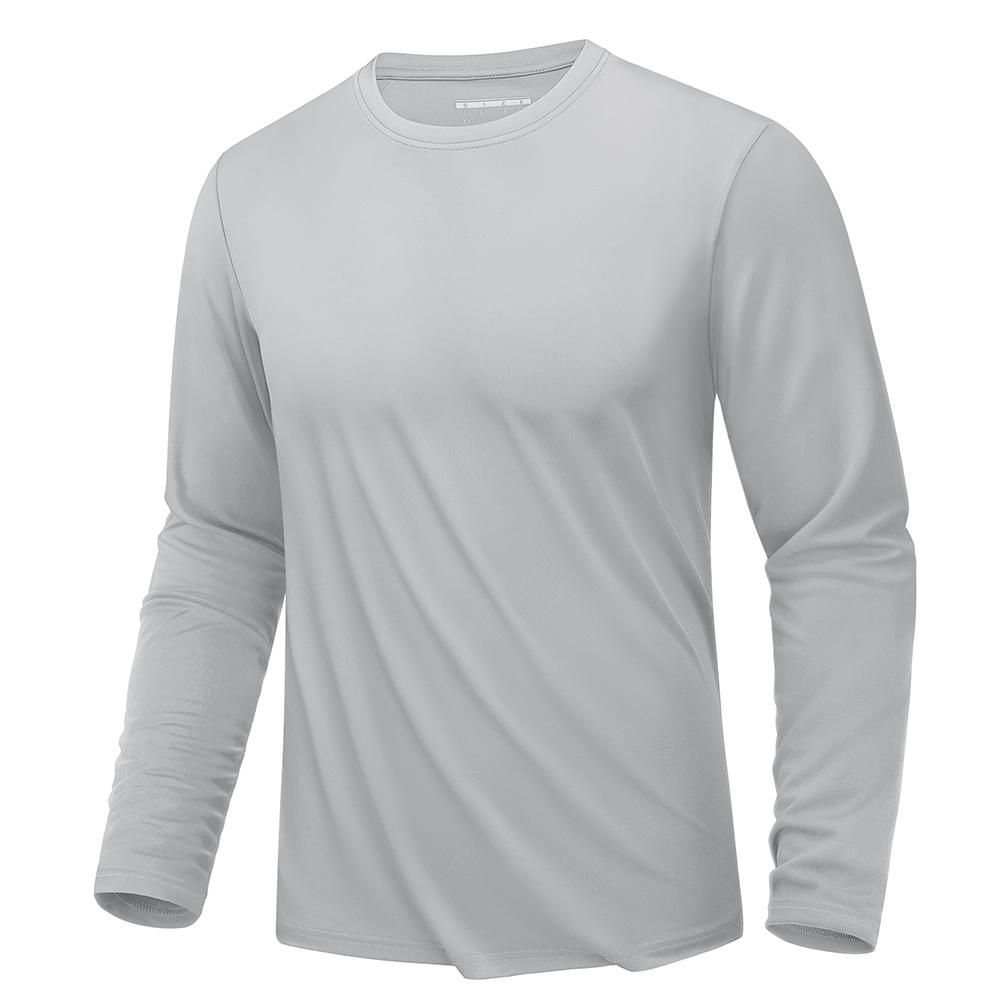 WowClassic Eenvoudige effen kleur heren T-shirts met lange mouwen Outdoor hardloop sport T-shirts Losse ronde hals modieuze tops herfst comfortabele pullover 4XL