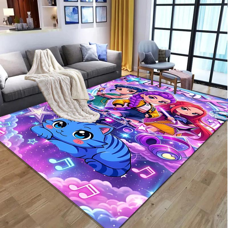KPop Demon Hunters Pattern Rug, Indoor/Outdoor Mat, for Picnic, Gameroom, Bedroom, Office, Living Room, Home Decor Carpet, Birthday Gift