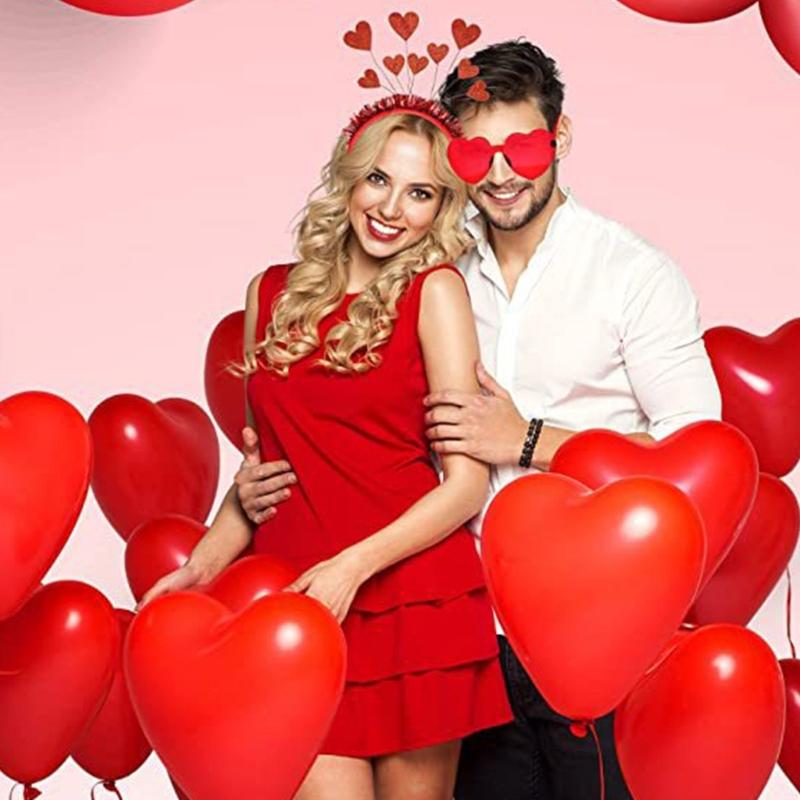 Valentines Day Couple Hairband with Shinning Tinsel Red/ Rose Red Heart Shape Headbands Carnivals Sequins Hair Hoop