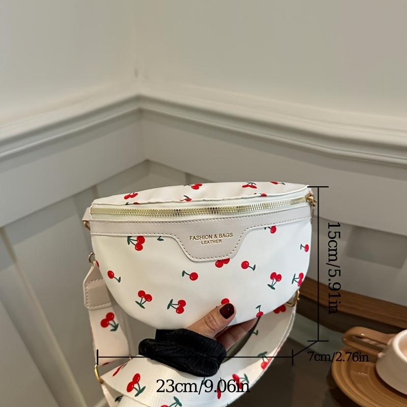 1pc Women'S Crossbody Bag Lightweight, Versatile, And Fashionable Cherry Print Waist Bag Featuring a Zipper Closure And an Adjustable Strap