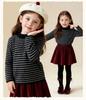 Tongbei 2025 Winter Girls' Striped Semi-High Neck Sweater: Soft, Warm, Versatile