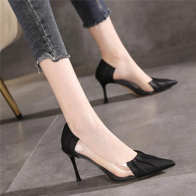 Transparent High-heeled Shoes for Women Spring Autumn Women's Stiletto Heel Pumps 2024 New Thin High Heels Pointed Shoe