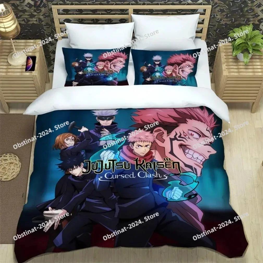 Japanse Anime Tieners Cadeaus Jujutsu Kaisen Beddengoed Set Satoru Gojo Beddengoed Dekbedovertrek Kussensloop Laken Dekbed Volledig