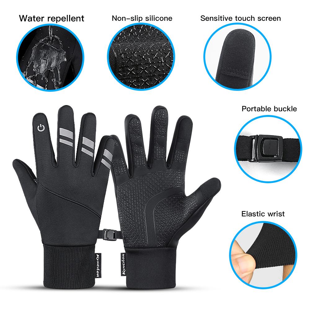 Reflective Waterproof Winter Warm Cycling Gloves for Men Women Touchscreen Thicken Sports Ski Gloves for Snow Running Motorcycle