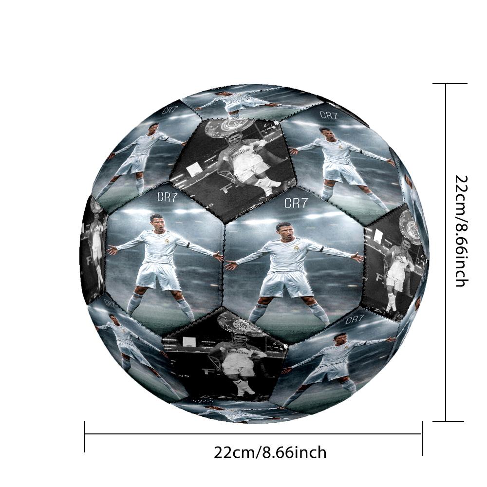 Eredità di Ronaldo Pallone da Calcio Bianco e Nero Taglia 5 Cucito a Macchina Allenamento e Partite Indoor/Outdoor Regalo Commemorativo Perfetto per gli Amanti del Calcio