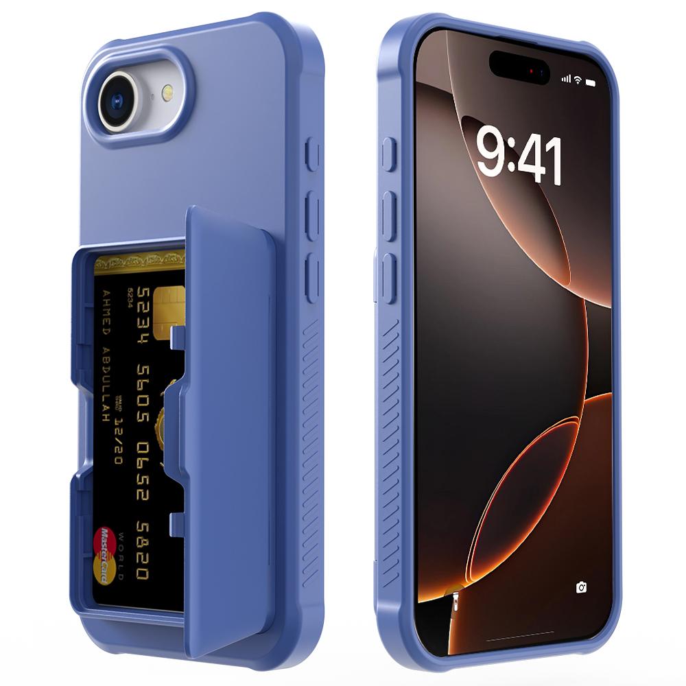 New Flip Slot Card Wallet Stand Phone Case For iPhone17e iphone16e iphone 17E 16E Built-in Mirror Holder Bumper Armor Cover