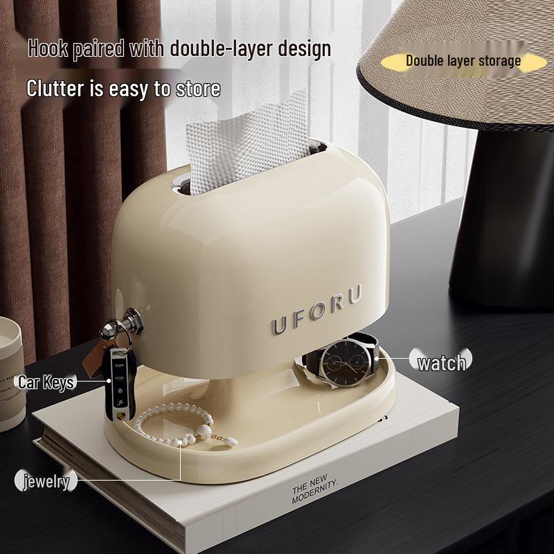 Chinese-Style Multi-Functional Tissue and Storage Box for Entrance and Living Room