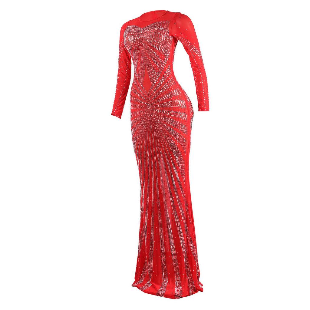 Elegant European & American Rhinestone Evening Gown