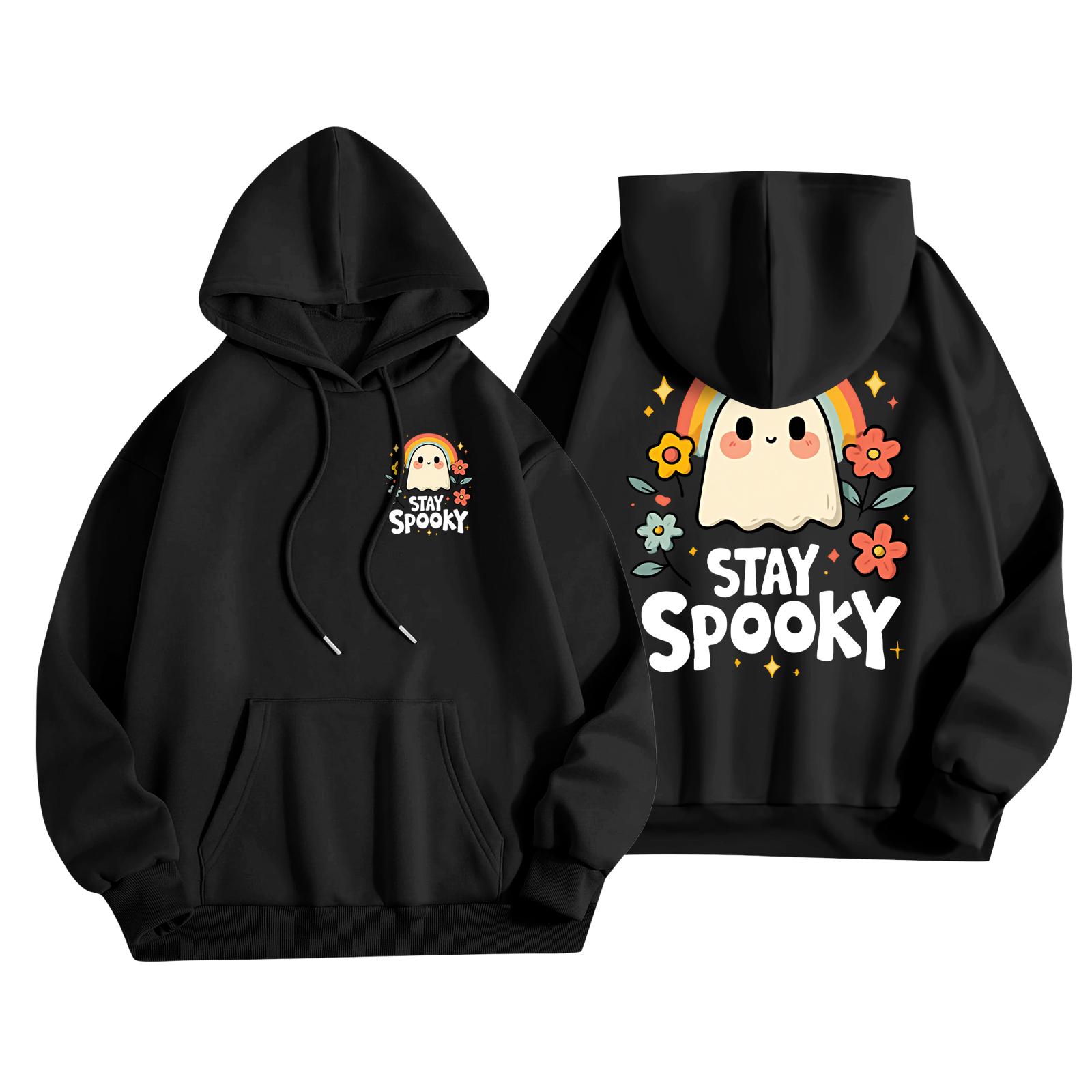 

Children s Casual Fashion Halloween Print Long-Sleeved Hooded Sweatshirt 100 чёрный
