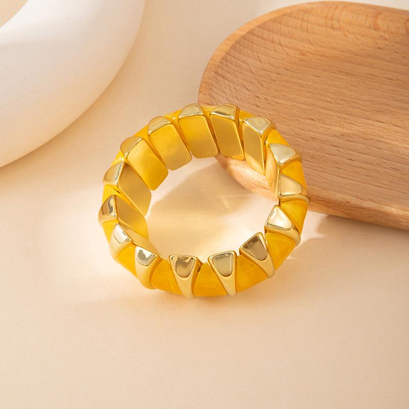 Color Smudged Acrylic Splicing Beaded Elastic Bracelet Exaggerated Bracelet Personalized High-End Jewelry