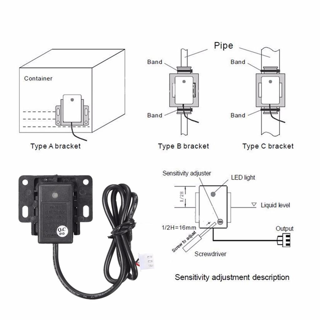 Contactless Water Level Sensor Liquid Level Sensors Side Mount Horizontal Water Level Sensor External Water Level Monitoring