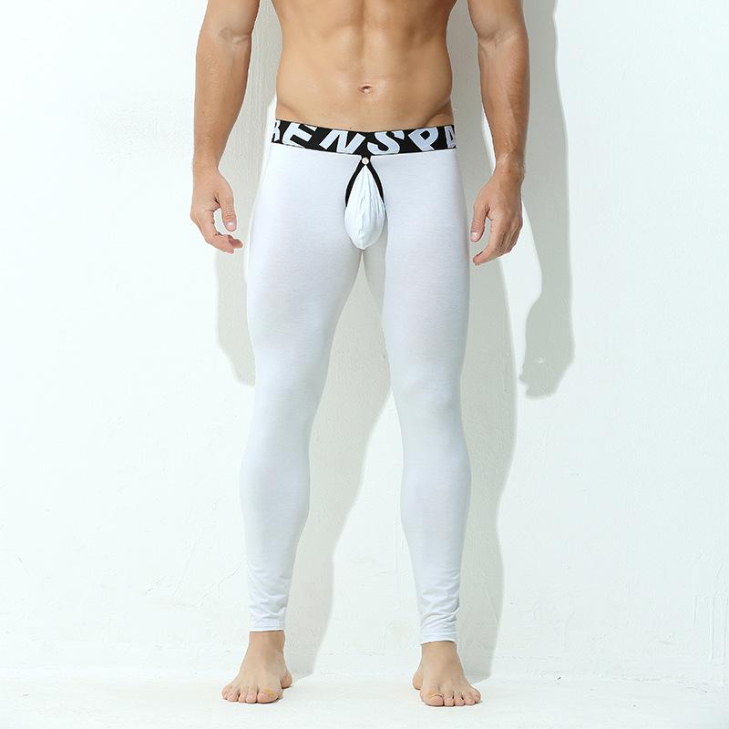 Leggings de bază din bumbac pentru bărbați, transfrontalieri: Deschidere frontală, Elasticitate ridicată, Respirabil, Croială mulată, Design U-convex, Lenjerie lungă.