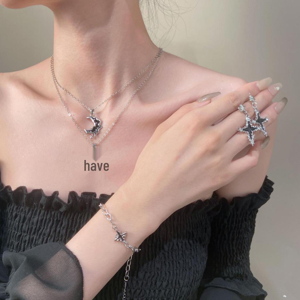 Liquid Lava Moon Star Pendant Necklace & Sweet Spicy Girl Earrings – European & American Style