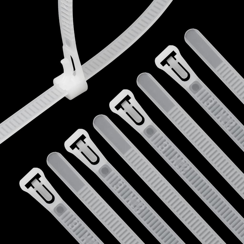 XINGO 100pcs Reusable Cable Ties, 7.6mm Wide X 450mm Long, Releaseable, Adjustable Nylon Cable Ties, Outdoor Durable, 22kg Tensile Strength, Plastic