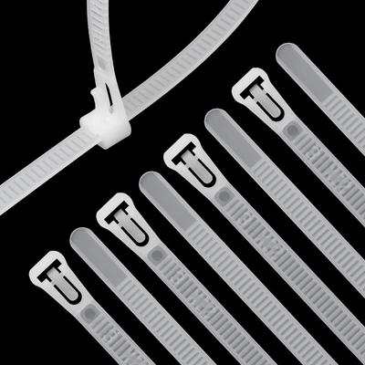 XINGO 100pcs 7.6mm Wide X 300mm Long Reusable Cable Ties, Adjustable Releasable Nylon Cable Ties, Durable 22kg Tensile Strength, Plastic Wire Straps,
