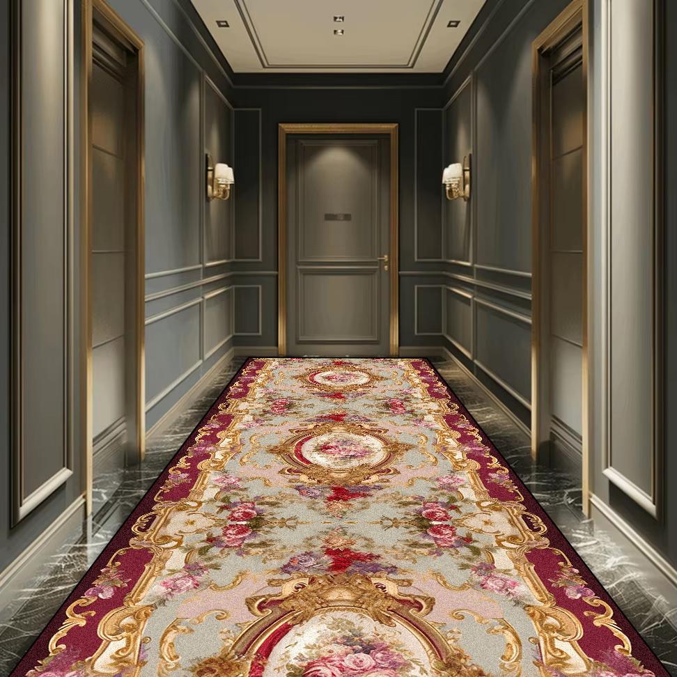 Hochwertiger Luxus Europäischer Langer Flur Teppich Rutschfest Waschbar Flur Läufer Teppiche Treppenhaus Flur Dekoration Teppich Anpassbar
