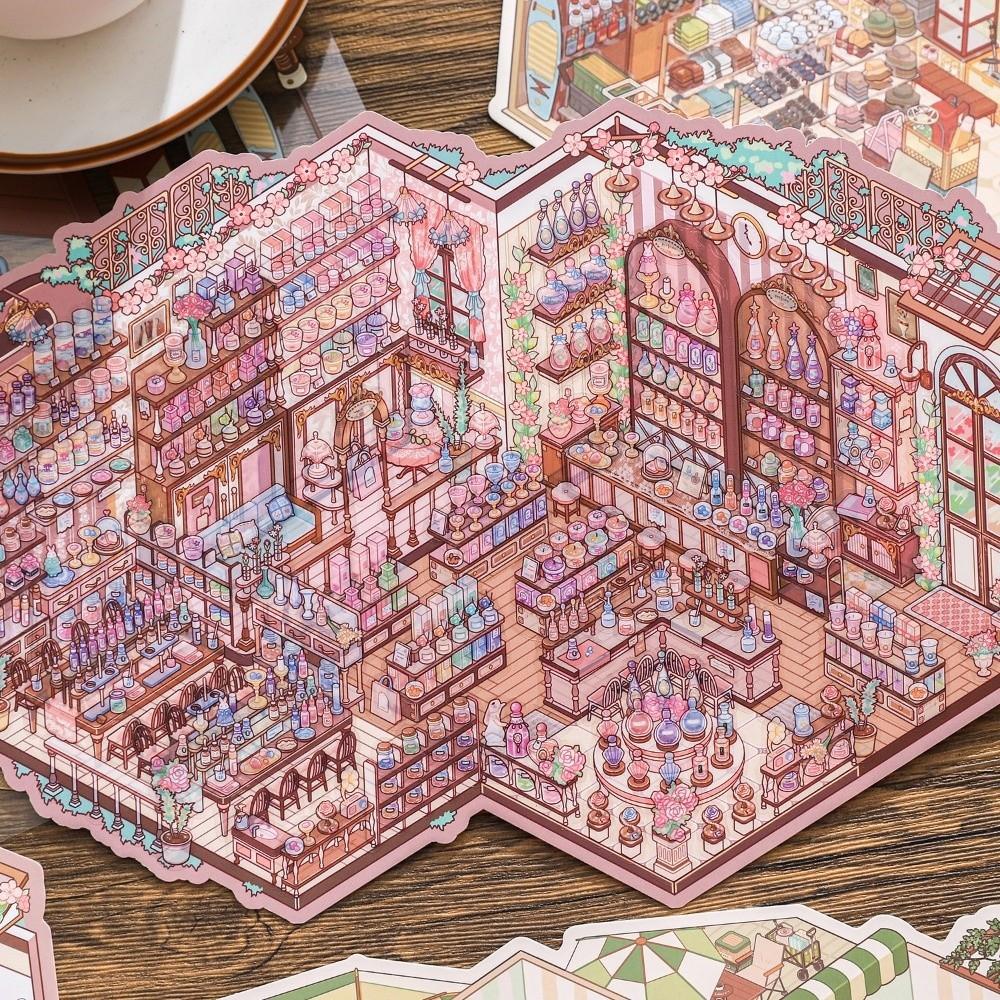 Large Size Stationery Stickers Shop Theme Mini Landscape Sticker 3D Scene Stickers  Children Gifts