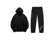 Li Ning Sports Fashion Series Logo Print Loose Pullover Hooded Fleece Casual Sports Suit Unisex Suit Black AKLTD71-1+YWDT409-1
