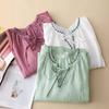 New Embroidered V-neck Summer Women Blosue Short Sleeve Loose T-shirt Ladies Sweet Solid Color Lace-up Shirts Office Clothing