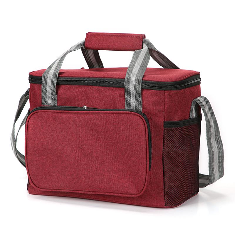 

24 л Термоизолированная дорожная сумка для ланча Водонепроницаемая ткань Оксфорд Сумка-холодильник для пикника Сумка-тоут через плечо Wine Red