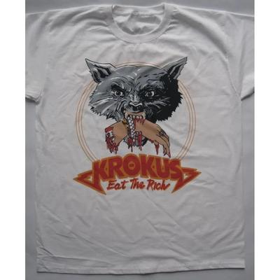 Krokus Band - Maglietta Tour Eat The Rich Bianca Unisex S-5XL