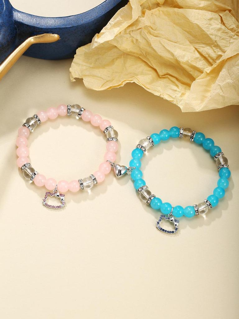 Charming Kitten Couple Heart Bracelet: Cute & Stylish Gift