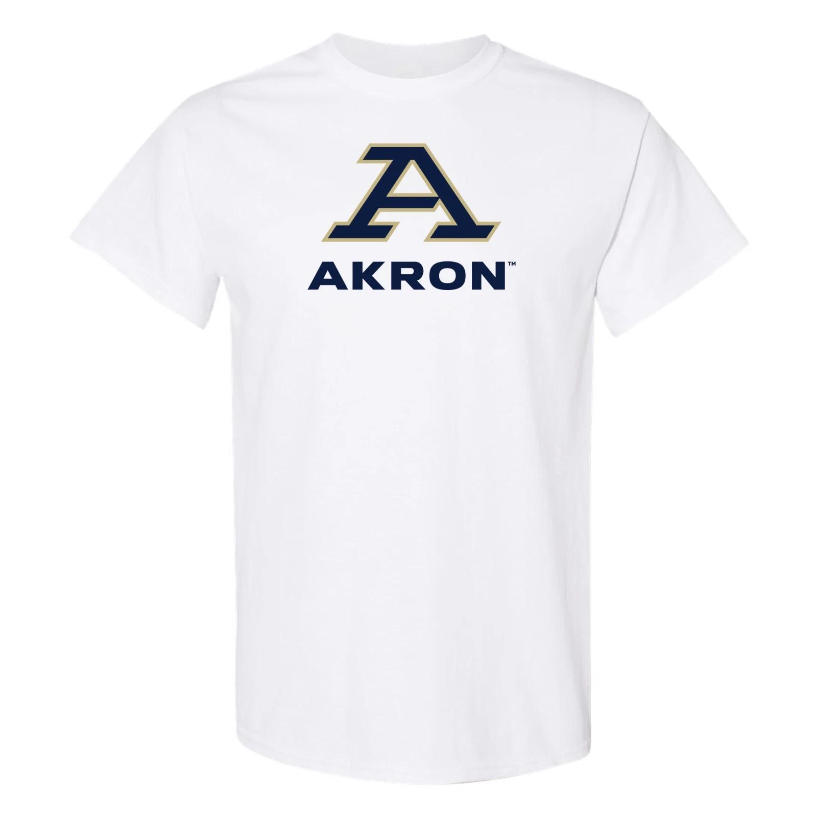 Akron Zips Primary Logo Licensed Mens T-Shirt Unisex Tee - White L