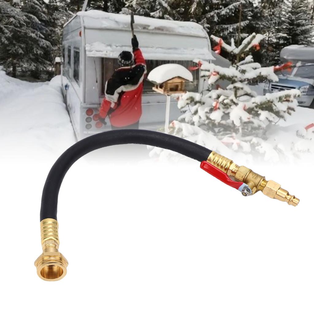 RV Winterizing Kit Brass Rubber Water Line Blowout Fitting Adapter with Shut Off Valve Quick Connect Plug for RV Motorhome Garden Hose Faucet