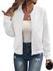 Solid Zipper Jacket Baseball Collar Casual Coat Women's
