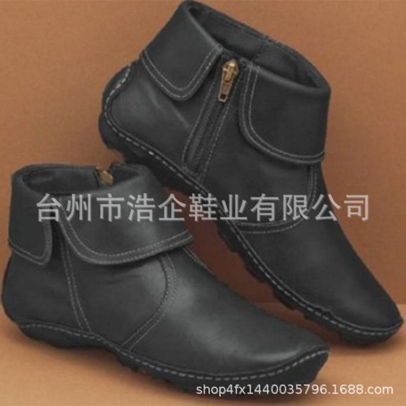 

Обувь Женская обувь Круглый носок Повседневные женские кожаные ботинки Большой размер Однотонные Боковая молния Ботинки Мартин 43 серый