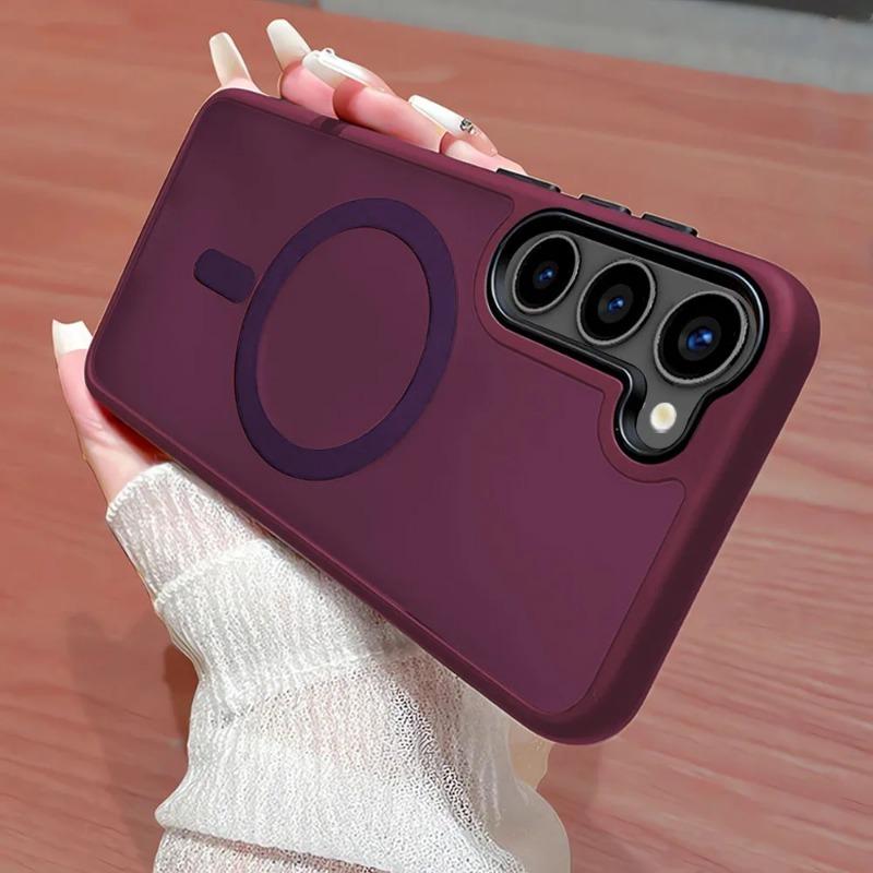 Magnetic Wireless Charge Case For Samsung Galaxy S2 S24 S23 Ultra Plus S23 FE Matte Shockproof Translucent Cover
