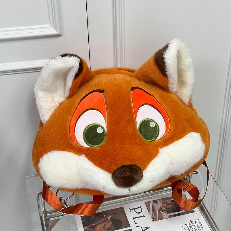 Zootopia Nick Wilde & Judy Hopps Plush Backpack - Cute Big Head Fox & Rabbit School Bag 32x40cm (0.75kg)