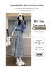 Retro Red Plaid Woolen Midi Skirt with Elastic Waist and Big Swing